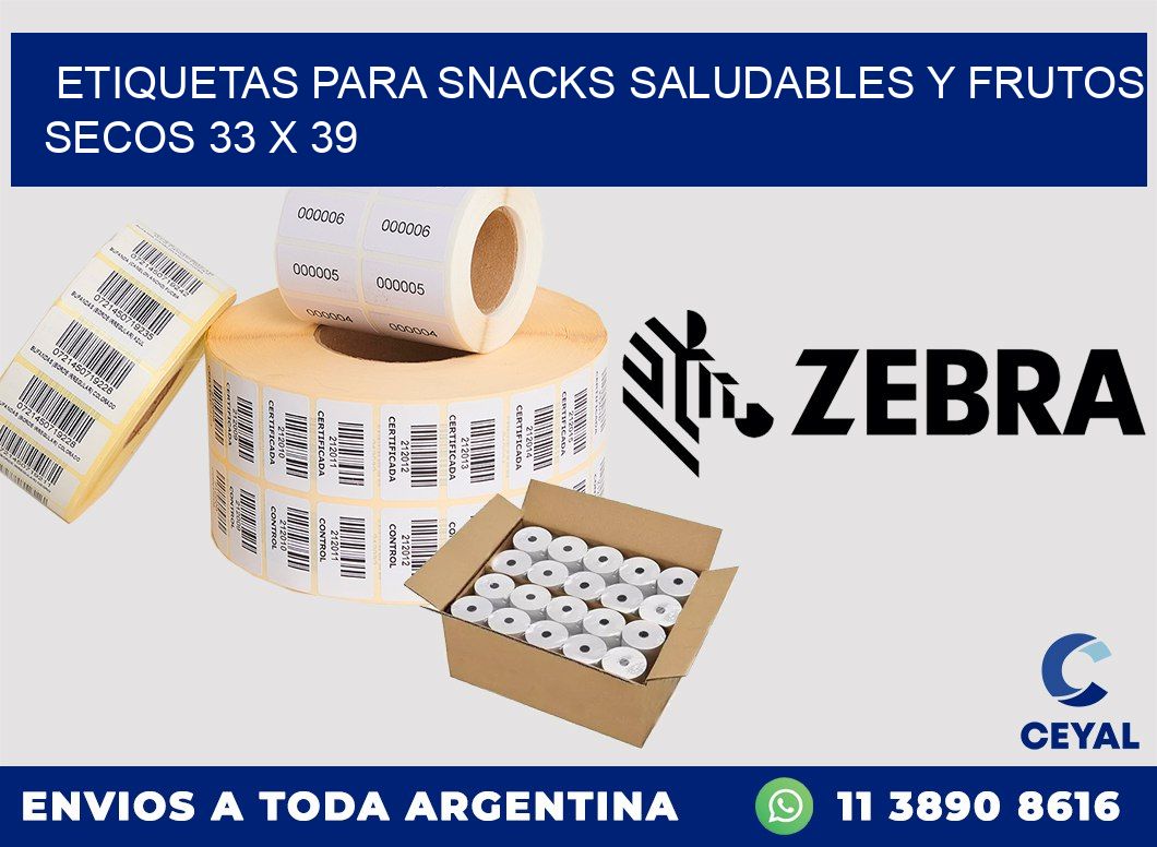 Etiquetas para snacks saludables y frutos secos 33 x 39