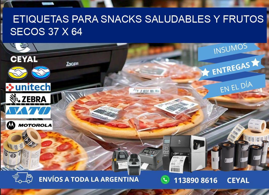 Etiquetas para snacks saludables y frutos secos 37 x 64