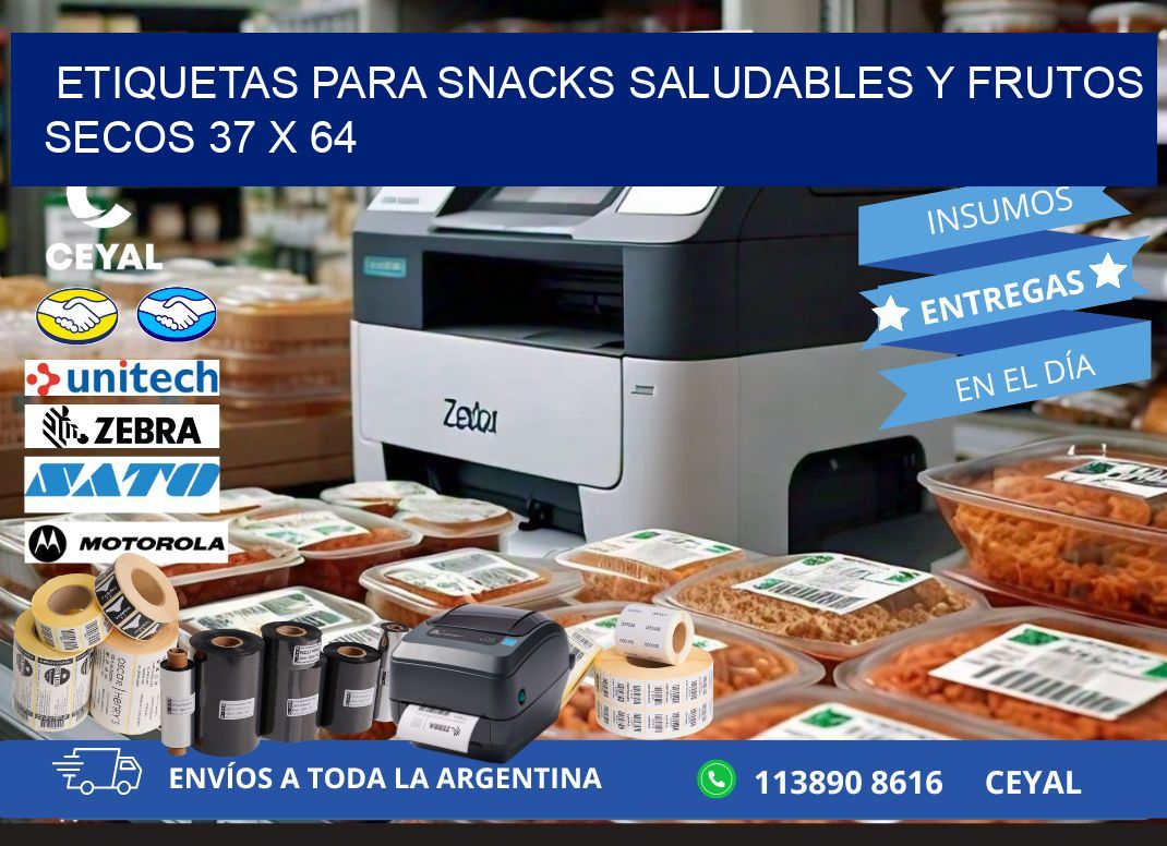 Etiquetas para snacks saludables y frutos secos 37 x 64