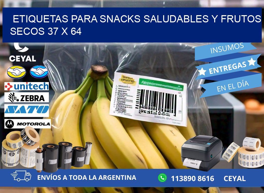 Etiquetas para snacks saludables y frutos secos 37 x 64