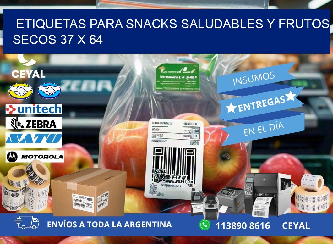 Etiquetas para snacks saludables y frutos secos 37 x 64