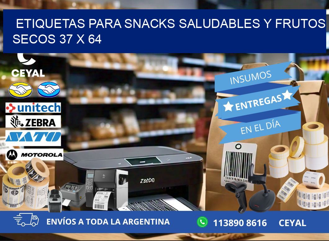 Etiquetas para snacks saludables y frutos secos 37 x 64