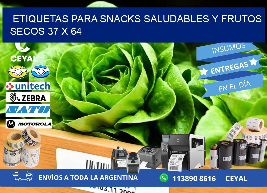 Etiquetas para snacks saludables y frutos secos 37 x 64