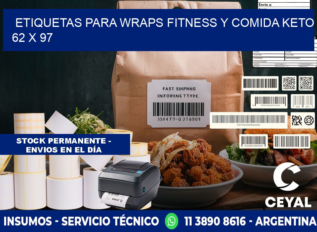 Etiquetas para wraps fitness y comida keto 62 x 97