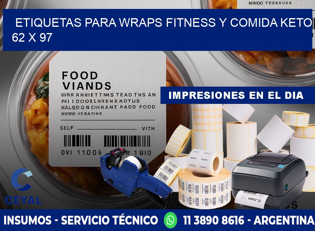 Etiquetas para wraps fitness y comida keto 62 x 97