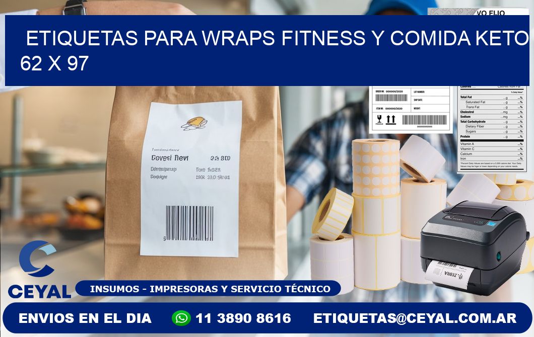 Etiquetas para wraps fitness y comida keto 62 x 97