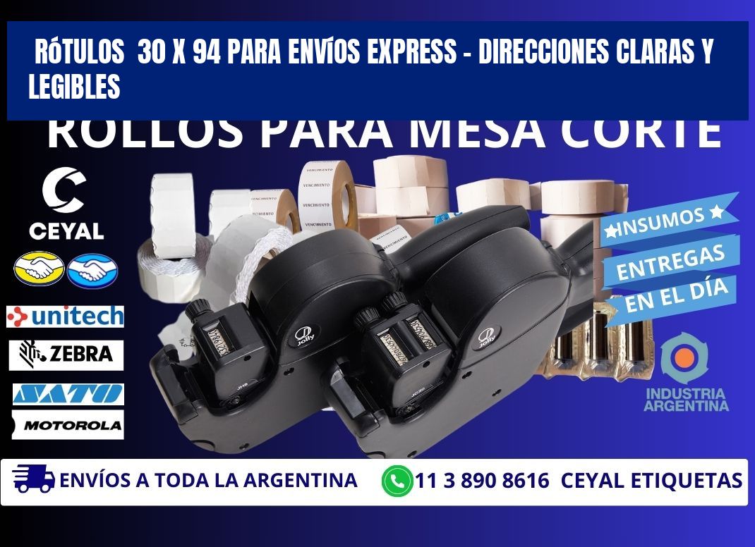 Rótulos  30 x 94 para Envíos Express – Direcciones Claras y Legibles