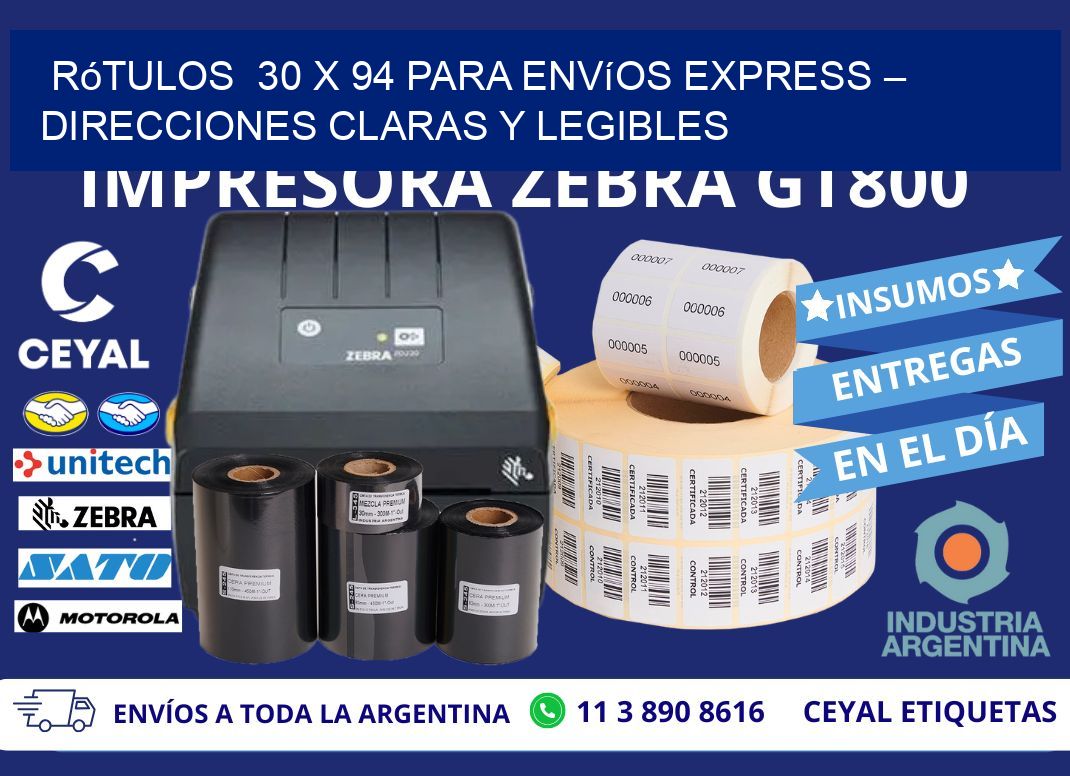 Rótulos  30 x 94 para Envíos Express – Direcciones Claras y Legibles