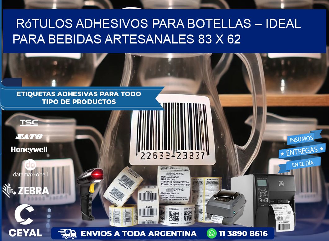 Rótulos Adhesivos para Botellas – Ideal para Bebidas Artesanales 83 x 62