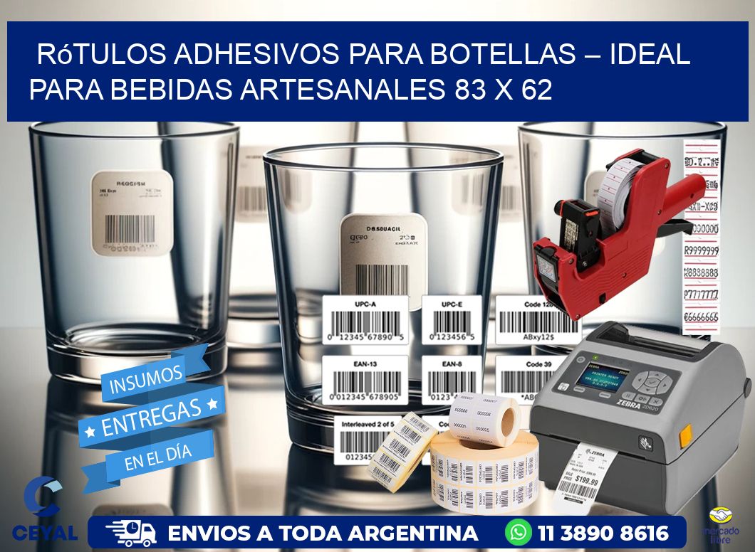 Rótulos Adhesivos para Botellas – Ideal para Bebidas Artesanales 83 x 62