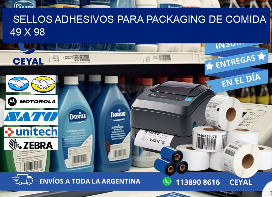 SELLOS ADHESIVOS PARA PACKAGING DE COMIDA  49 x 98