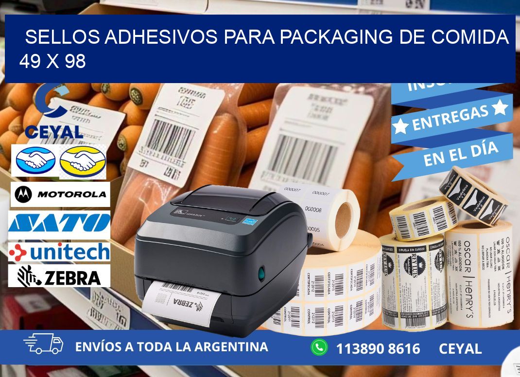 SELLOS ADHESIVOS PARA PACKAGING DE COMIDA  49 x 98