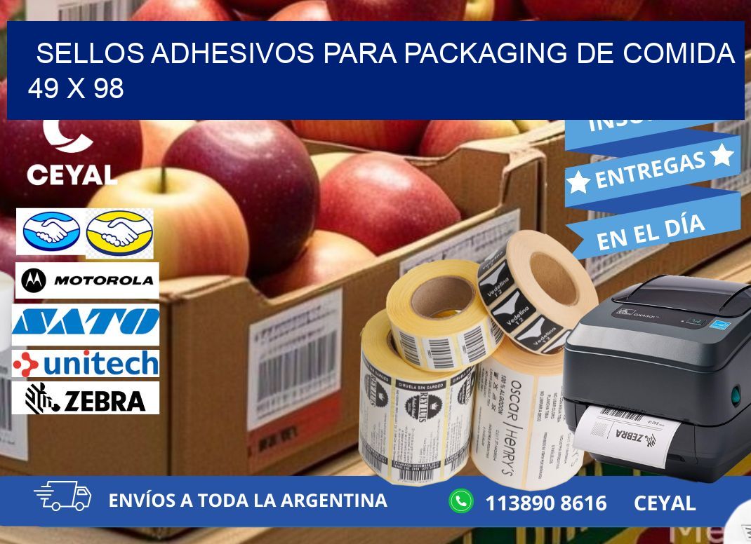 SELLOS ADHESIVOS PARA PACKAGING DE COMIDA  49 x 98