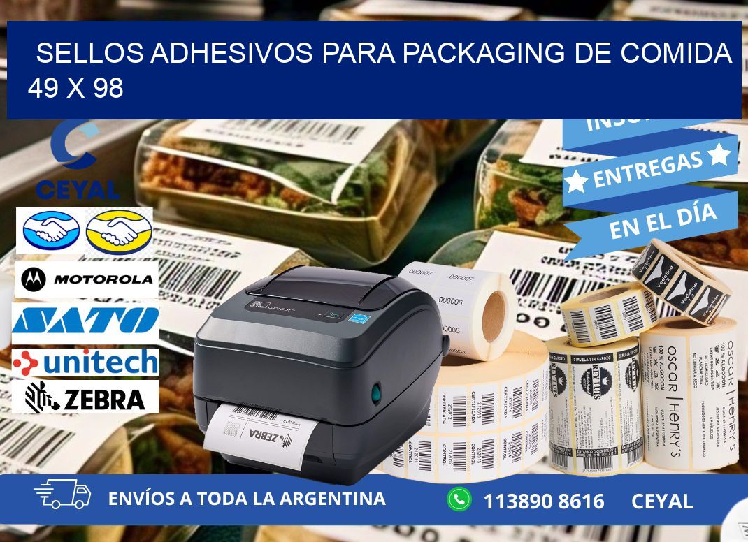 SELLOS ADHESIVOS PARA PACKAGING DE COMIDA  49 x 98