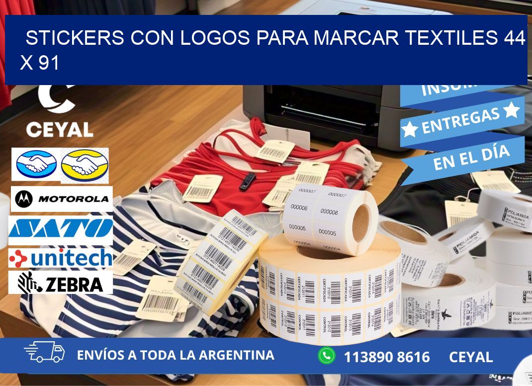 STICKERS CON LOGOS PARA MARCAR TEXTILES 44 x 91