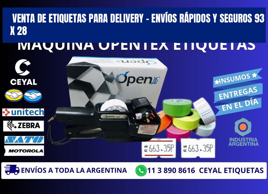 VENTA DE ETIQUETAS PARA DELIVERY – ENVÍOS RÁPIDOS Y SEGUROS 93 x 28