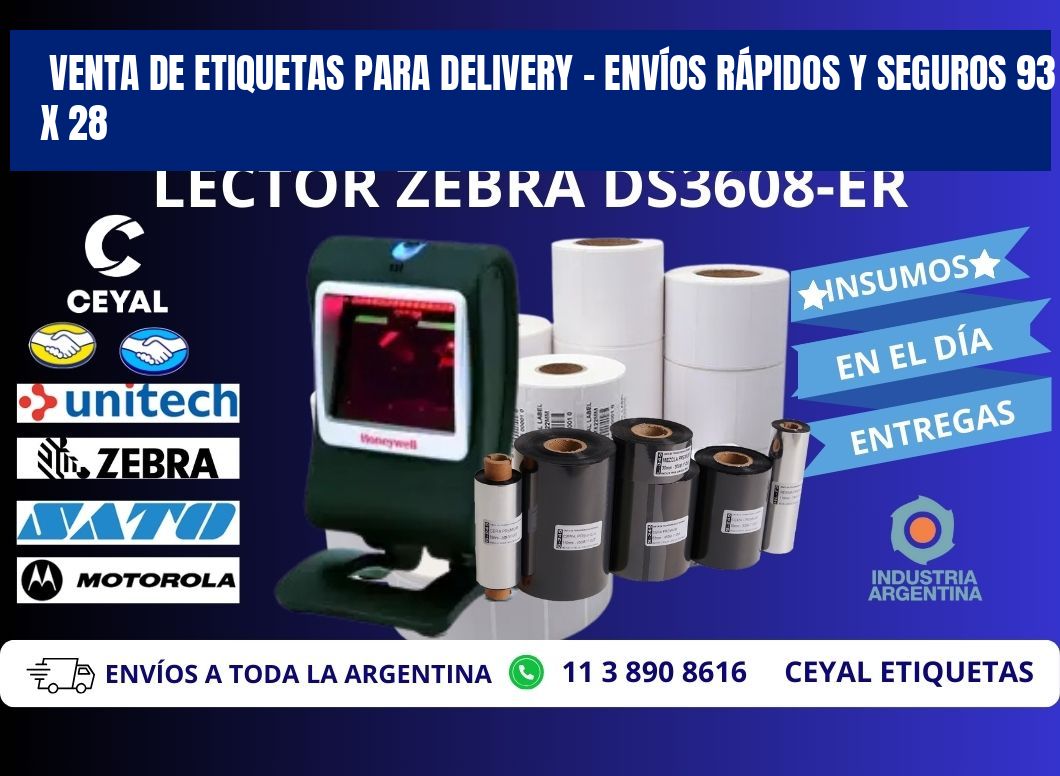 VENTA DE ETIQUETAS PARA DELIVERY – ENVÍOS RÁPIDOS Y SEGUROS 93 x 28