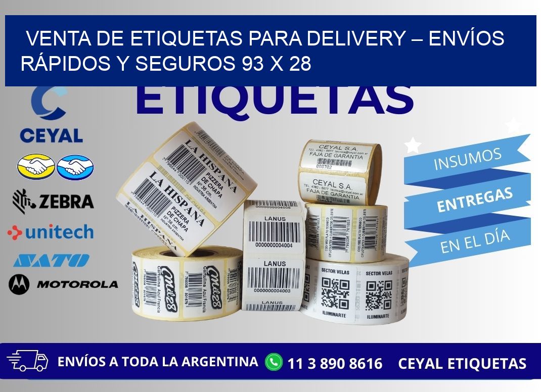 VENTA DE ETIQUETAS PARA DELIVERY – ENVÍOS RÁPIDOS Y SEGUROS 93 x 28