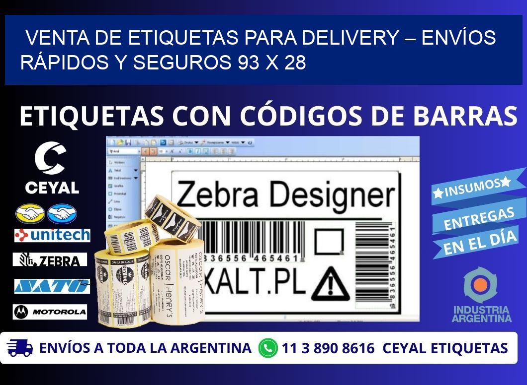 VENTA DE ETIQUETAS PARA DELIVERY – ENVÍOS RÁPIDOS Y SEGUROS 93 x 28