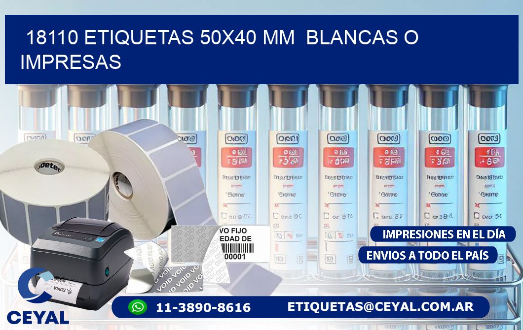 18110 ETIQUETAS 50x40 mm  BLANCAS O IMPRESAS