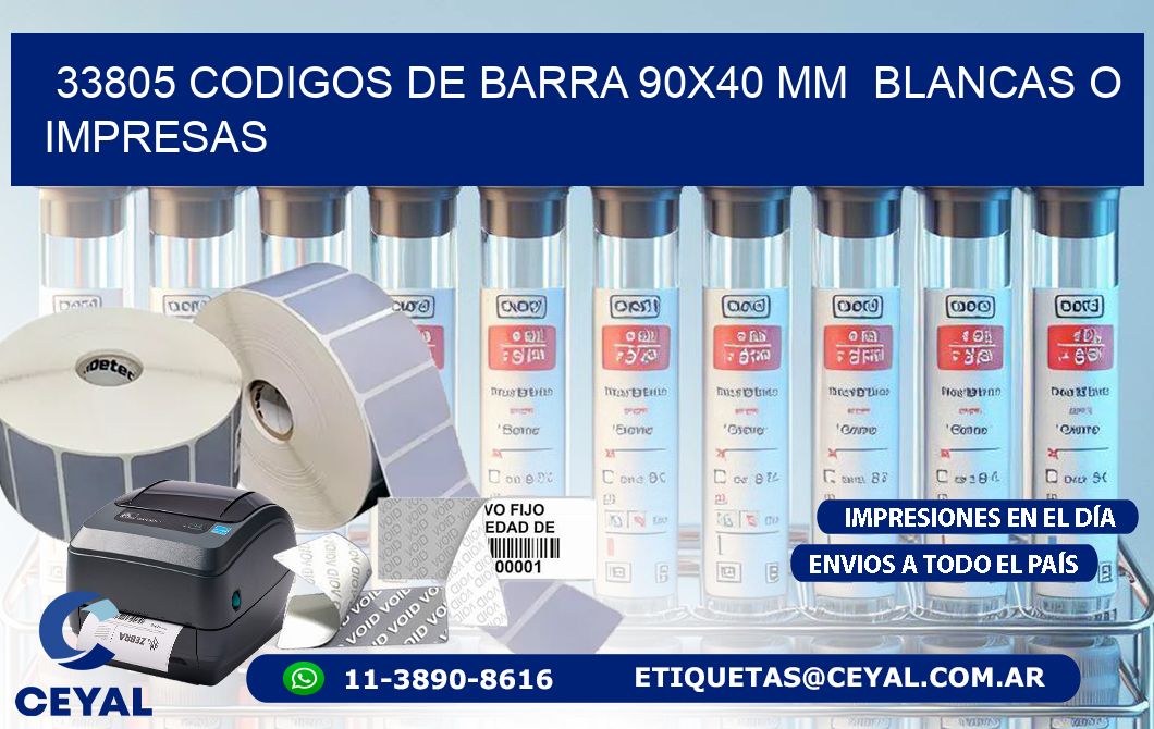 33805 CODIGOS DE BARRA 90x40 mm  BLANCAS O IMPRESAS