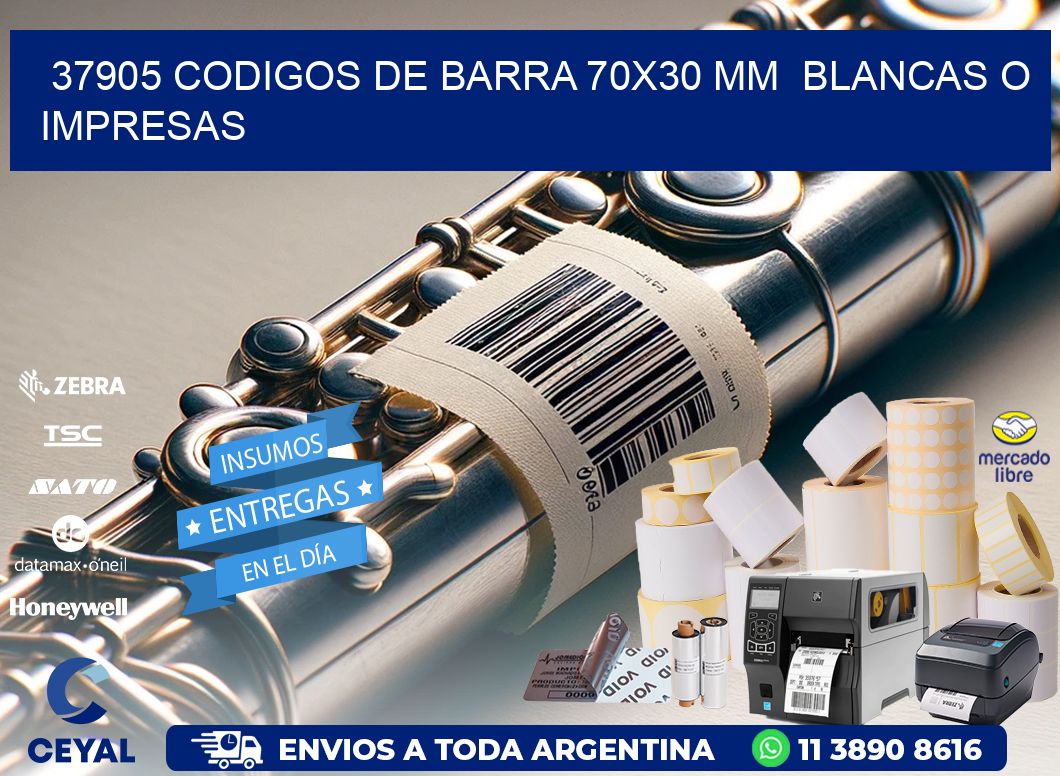 37905 CODIGOS DE BARRA 70x30 mm  BLANCAS O IMPRESAS