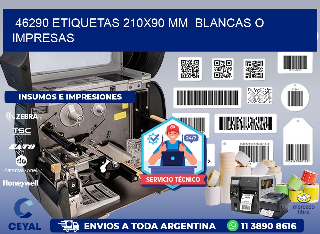 46290 ETIQUETAS 210x90 mm  BLANCAS O IMPRESAS