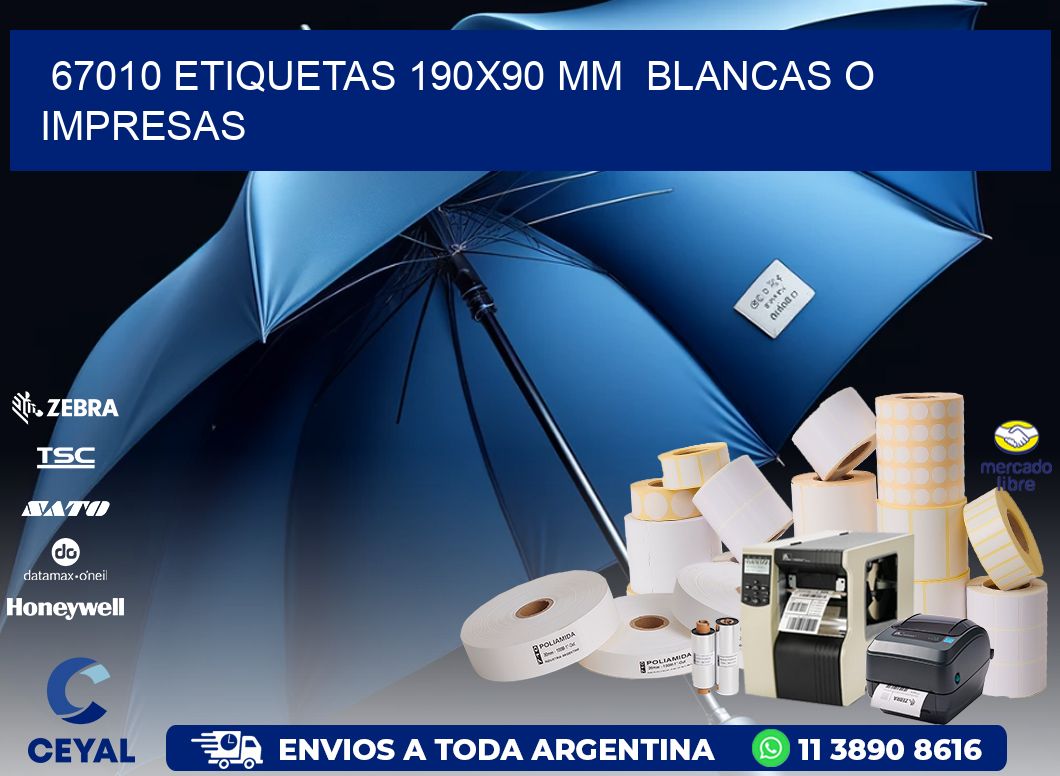 67010 ETIQUETAS 190x90 mm  BLANCAS O IMPRESAS