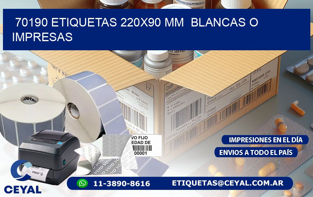 70190 ETIQUETAS 220x90 mm  BLANCAS O IMPRESAS