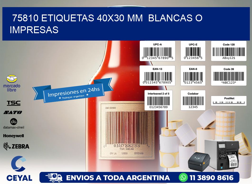 75810 ETIQUETAS 40x30 mm  BLANCAS O IMPRESAS