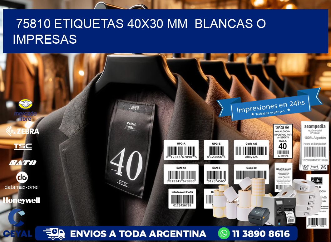 75810 ETIQUETAS 40x30 mm  BLANCAS O IMPRESAS