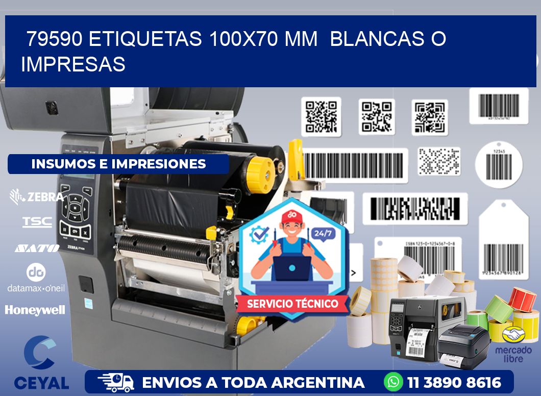 79590 ETIQUETAS 100x70 mm  BLANCAS O IMPRESAS