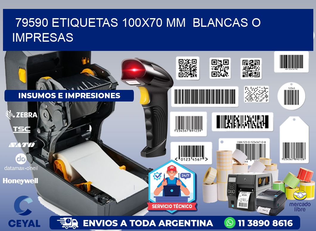 79590 ETIQUETAS 100x70 mm  BLANCAS O IMPRESAS