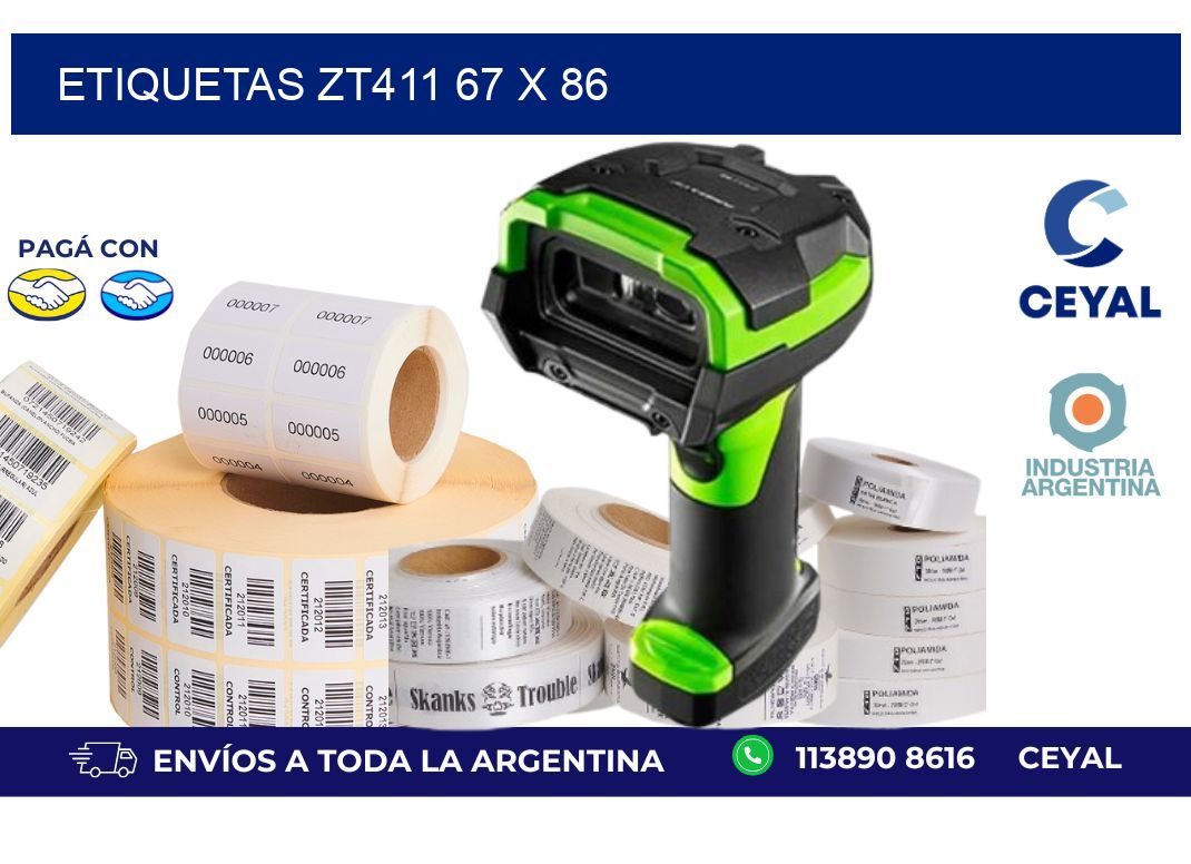 etiquetas zt411 67 x 86